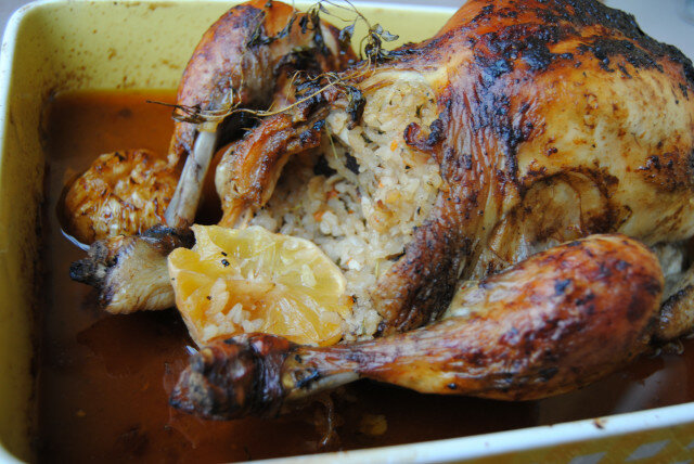 Pollo relleno asado (en bolsa de asar)