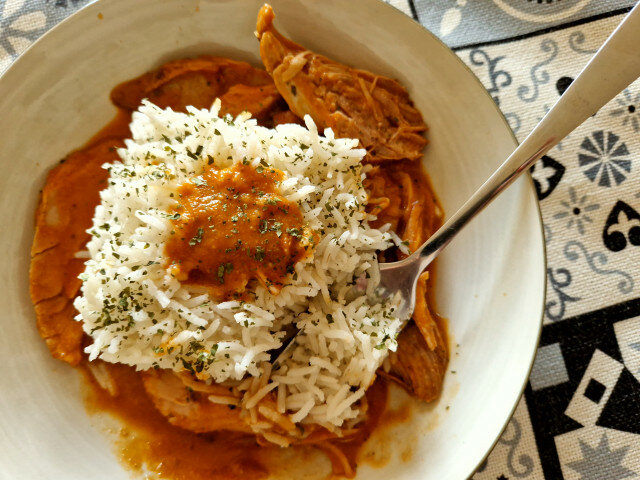Pavo con arroz Basmati y salsa